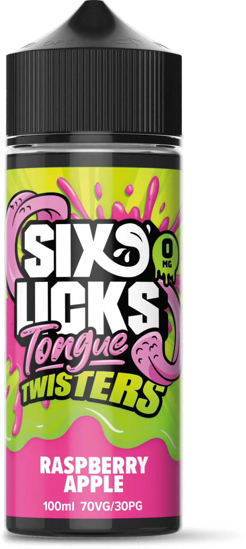 six licks 100ml tongue twisters raspberry apple 0mg shortfill e liquid 282314